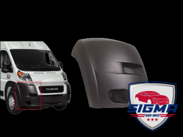 2019-2022 Dodge Pro Master,  Right Front Bumper End Cap Cover GRAY