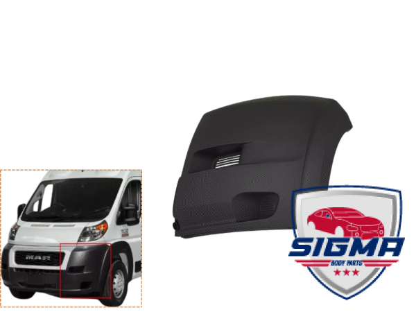 2019-2022 Dodge Pro Master，Left Front Bumper Driver Side End Cap Cover GRAY