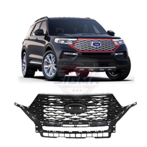 2020-2023 Ford Explorer Front Bumper Upper Grille Gloss Black
