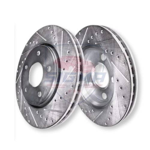 For Honda Civic 2017-2023 Front Drilled Slotted Brake Rotor Pair For Honda Civic 2017-2023 Front Drilled Slotted Brake Rotor Pair - Image 5