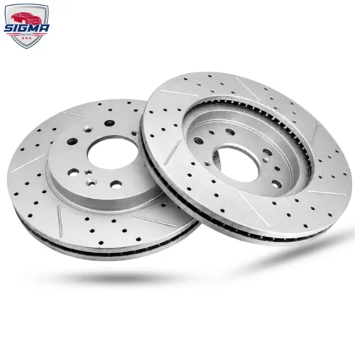 For 2014-2018 Chevrolet Silverado LT/LS Front Drilled Slotted Rotors (D:12.99in)