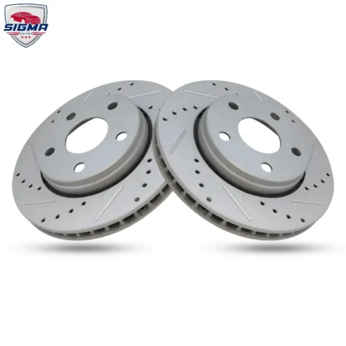 For 2015-2023 Ford Mustang EcoBoost Front Drilled Slotted Rotors (D:12.60in)