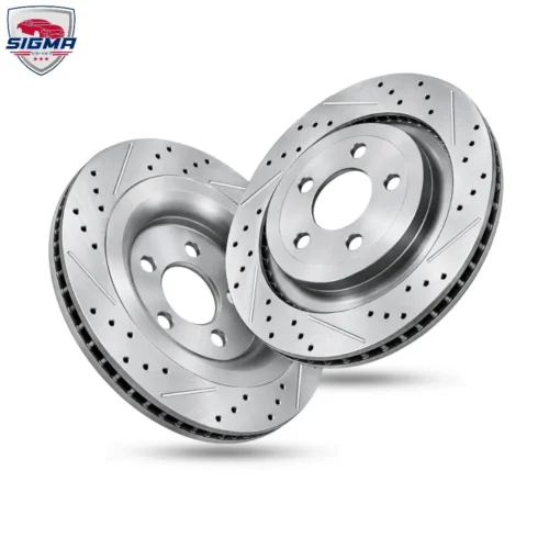 For 2015-2023 Ford Mustang EcoBoost Rear Drilled Slotted Rotors (D:12.90in)