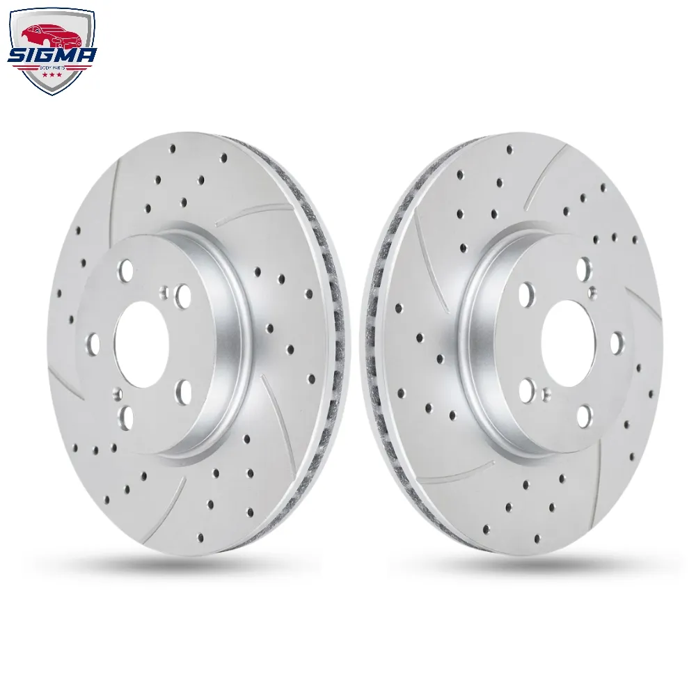 For Toyota Corolla 2014-2020 (LE) Front rotors with drilled slotted (D: 10.75) For Toyota Corolla 2014-2020 (LE) Front rotors with drilled slotted (D: 10.75)