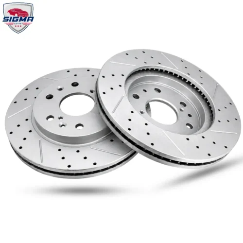 For 2014-2018 Chevrolet Silverado LT/LS Front Drilled Slotted Rotors (D:12.99in)