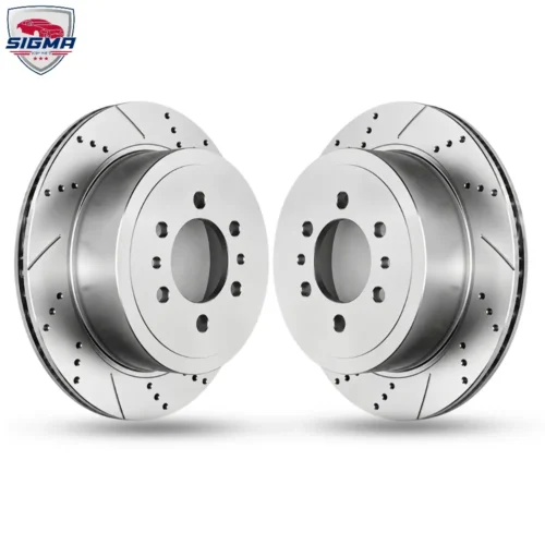 For 2014-2018 Chevrolet Silverado LT/LS Rear Drilled Slotted Rotors (D:13.58in)